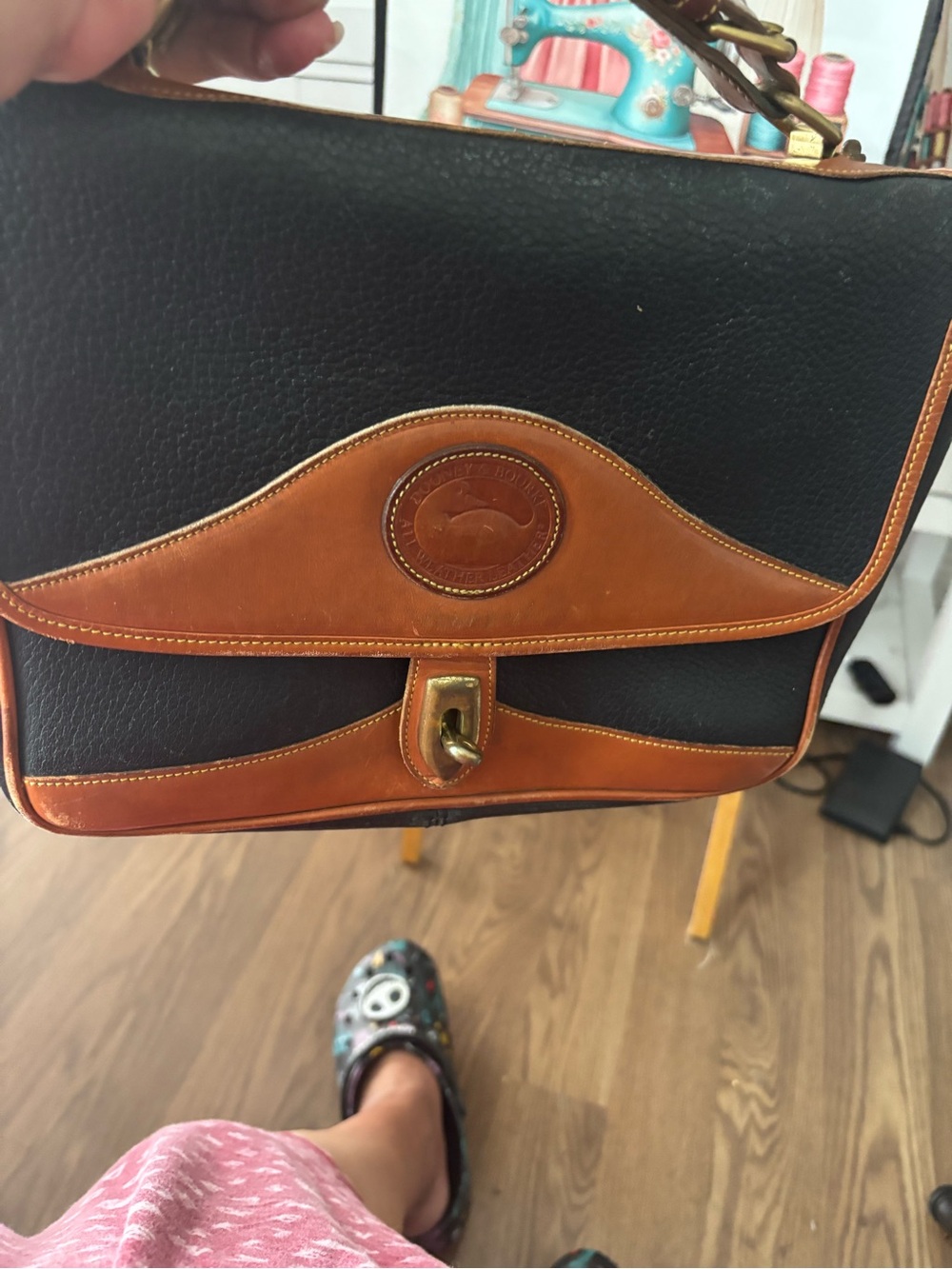 Dooney & Bourke Black and Brown Leather Shoulder Bag - Picture 8 of 8
